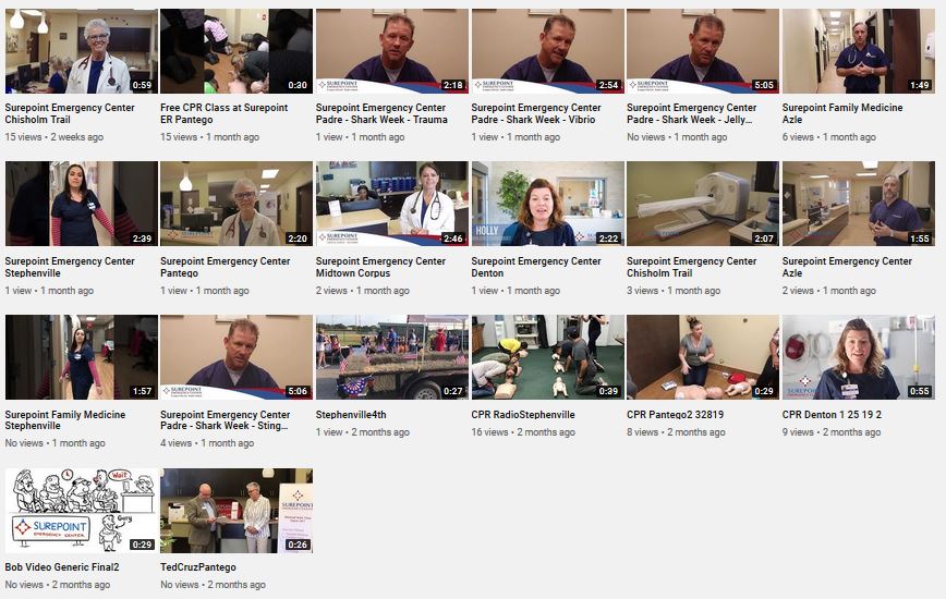Layout of Surepoint Medical Centers YouTube Videos